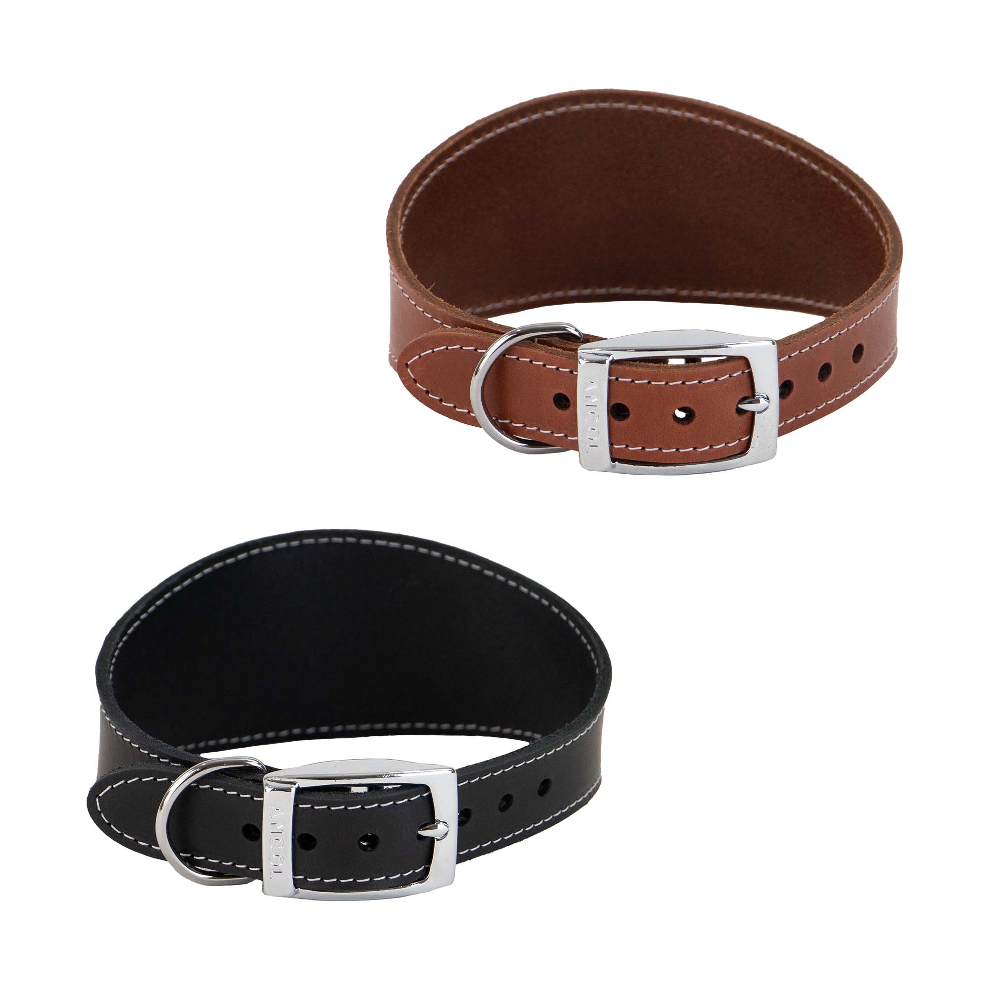 Ancol Heritage leather hound collars in tan and black