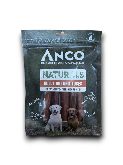 Anco Naturals Bully Biltong Tubes Dog Treats 5pcs – High Protein, Low Fat Beef Chews