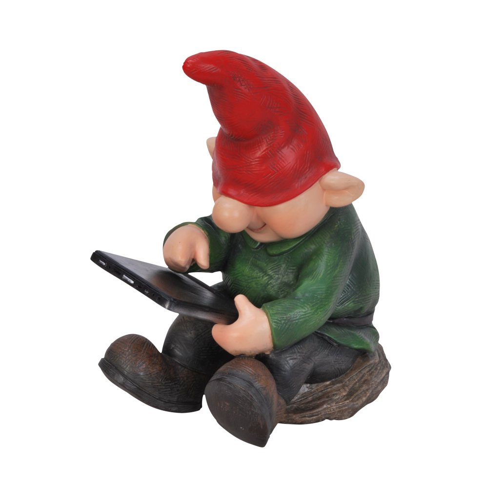 Vivid Arts Playful Gnome Son with Leaf Pad – Size F Garden Ornament