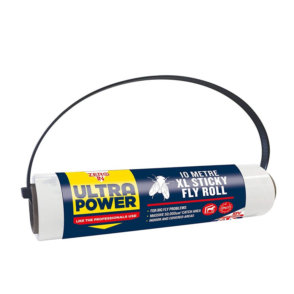 STV Zero In Ultra Power XL Sticky Fly Roll – 10m x 25cm, Pesticide-Free