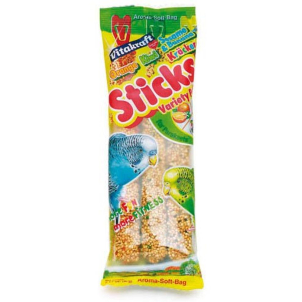 Vitakraft Kracker Budgie Trio Sticks – Orange, Kiwi & Sesame, Banana