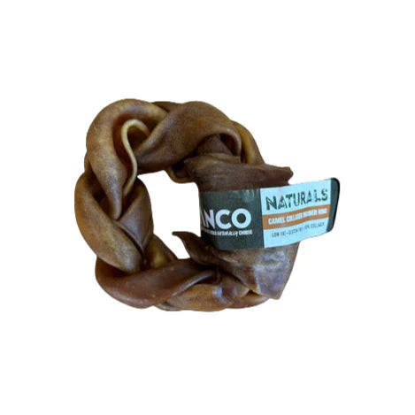 Anco Camel Collagen Braided Rings Dog Treats – 100% Natural, Hypoallergenic Chews