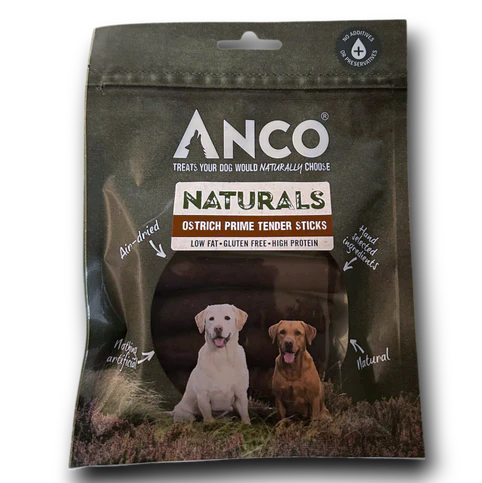 Anco Naturals Ostrich Prime Meat Sticks Dog Treats 5pcs – High-Protein Chewy Treats