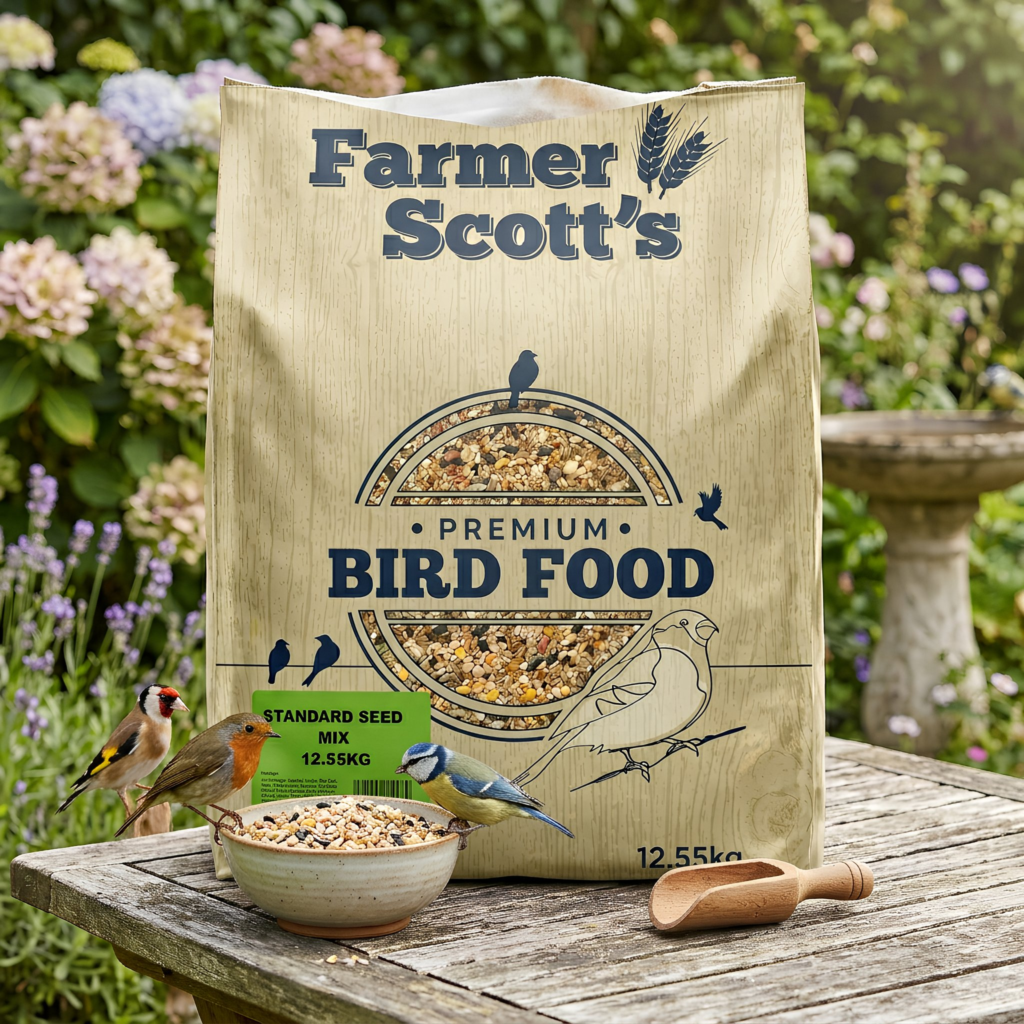 Farmer Scott's Wild Bird Standard Seed Mix 12.55KG – High Energy All-Season Bird Feed