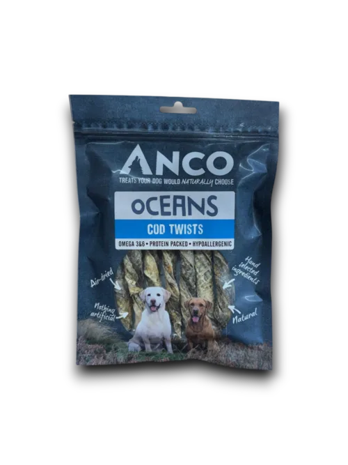 Anco Oceans Cod Twists 80g Natural Dog Treat