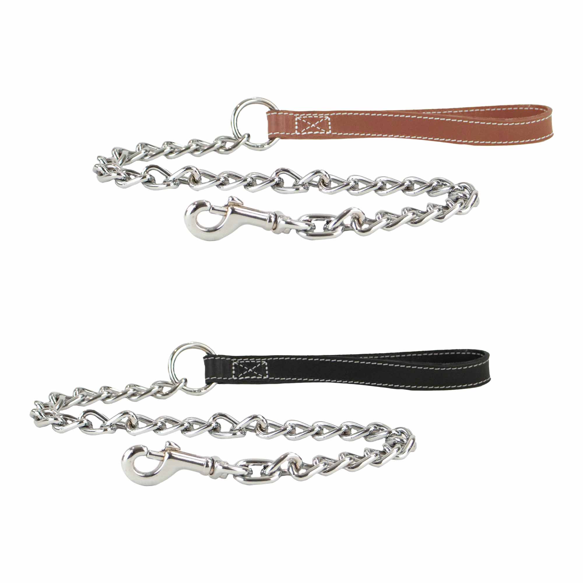 Ancol Heritage leather medium chain dog lead in black, 80cm