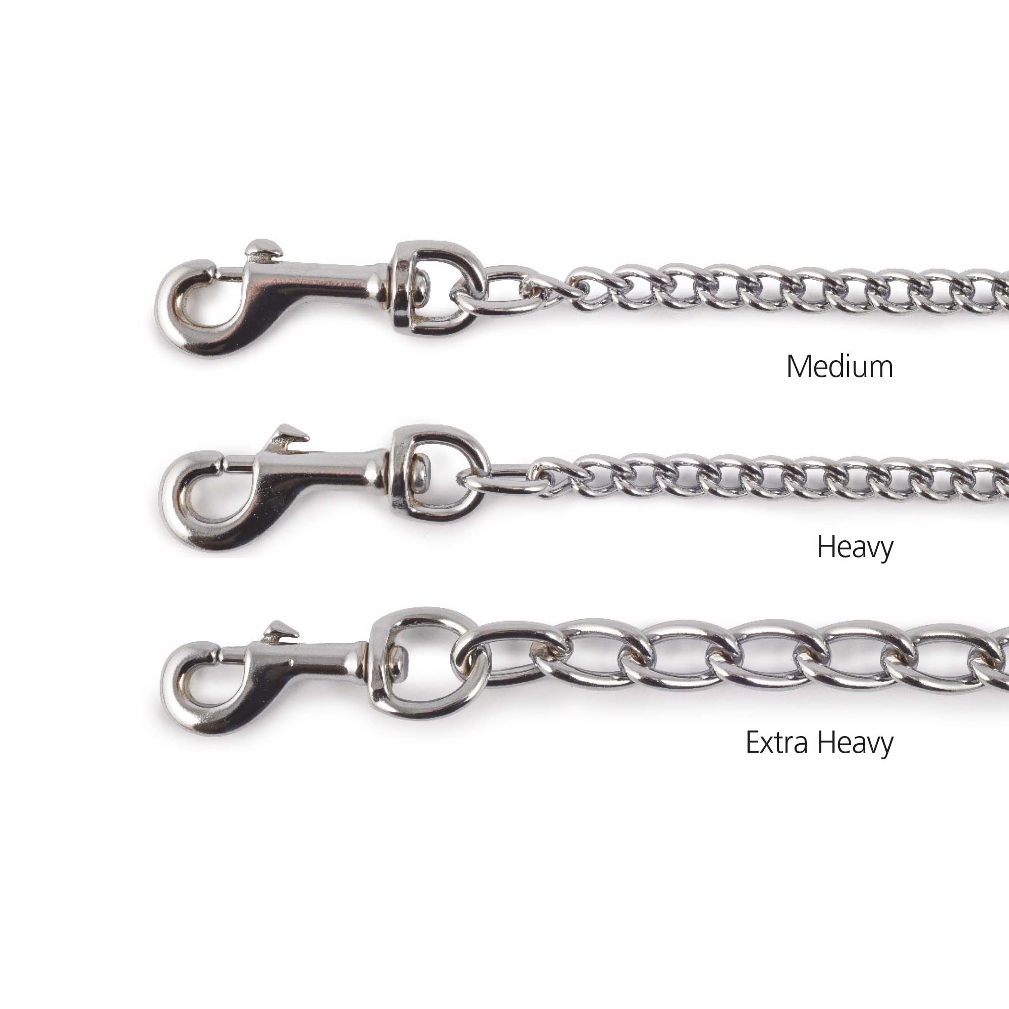 Ancol chain weights compared: medium, heavy and extra heavy