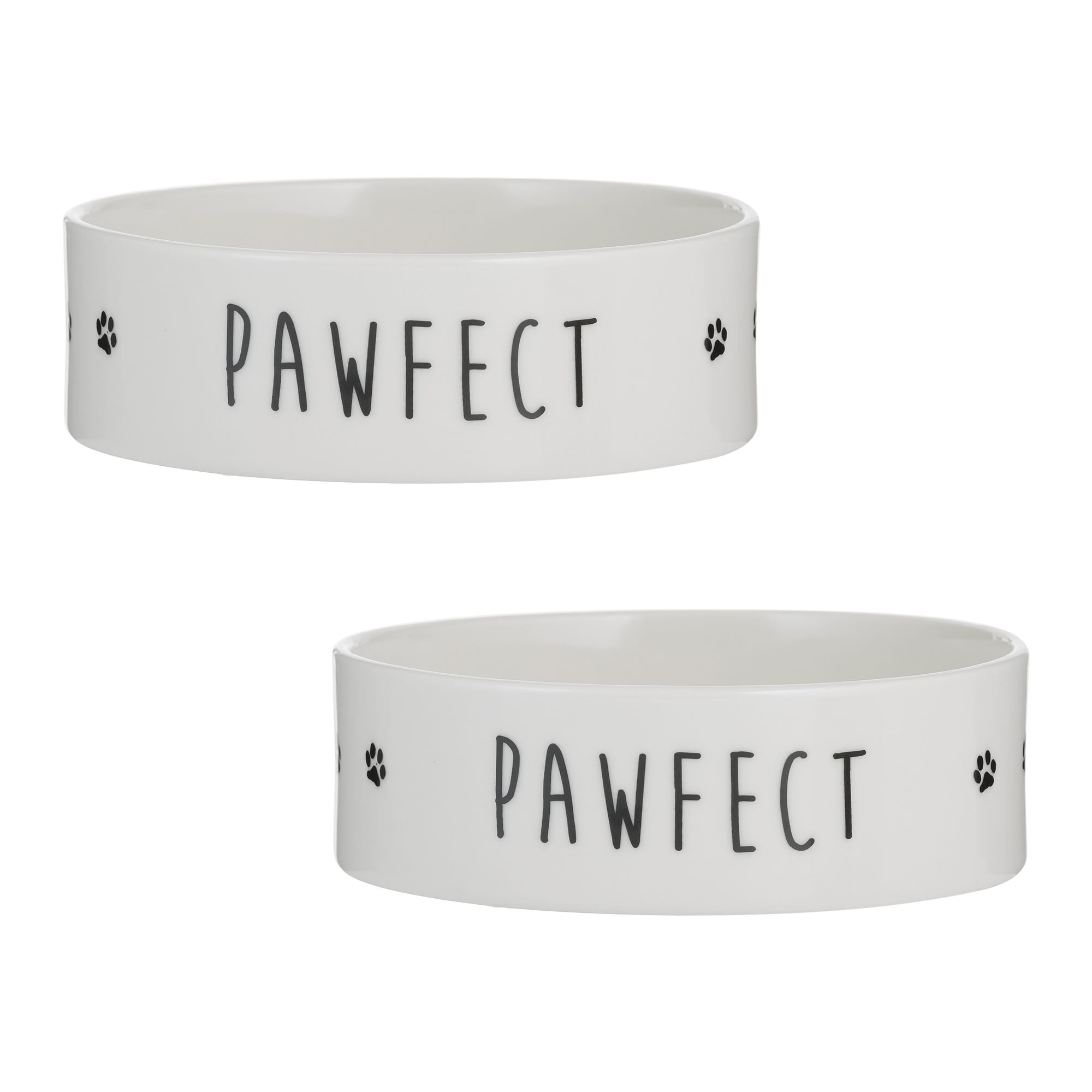 Mason Cash Pawfect set of two plain stoneware dog bowls, each 15 x 5cm