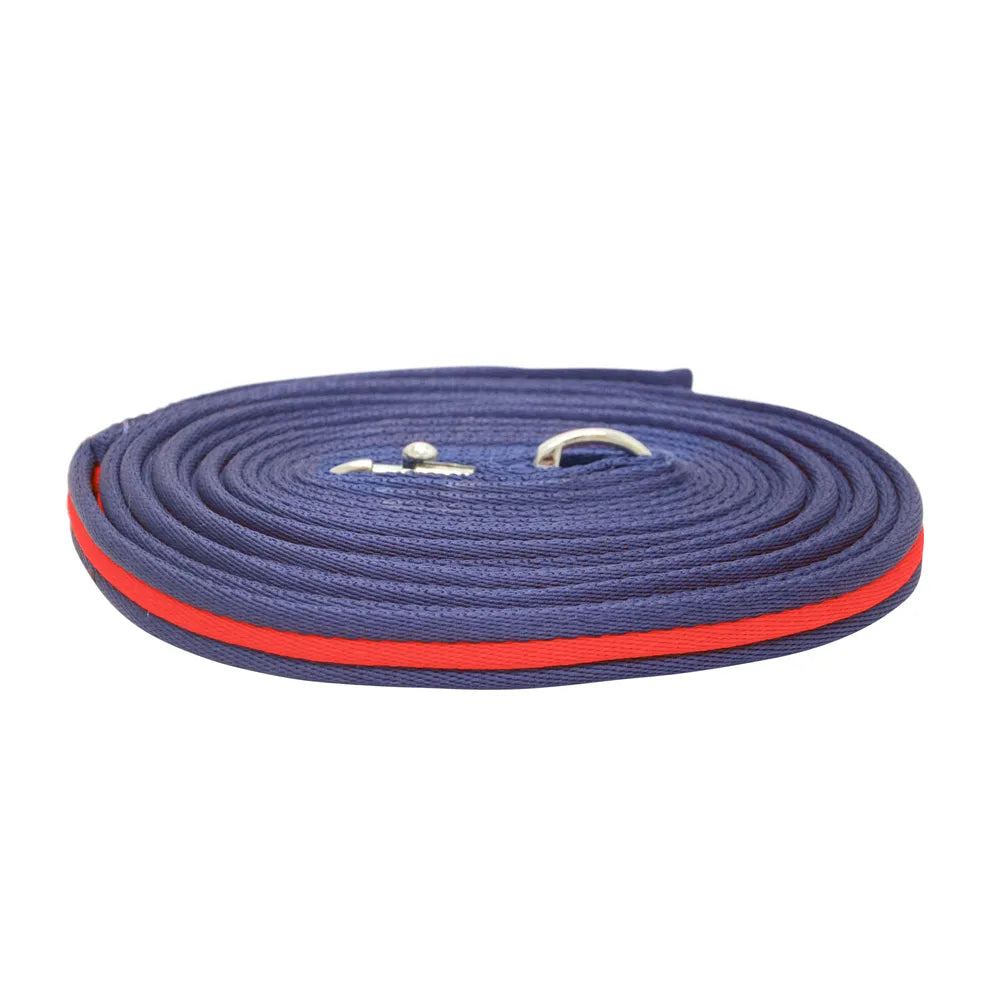 Hy Equestrian Soft Webbing Lunge Rein – Navy/Red, With Carry Case