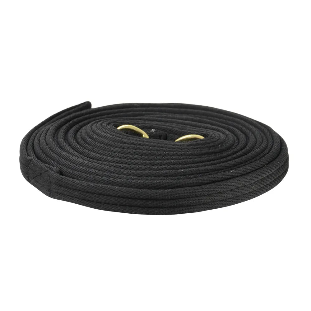 Hy Equestrian Soft Webbing Lunge Rein – Black, With Carry Case