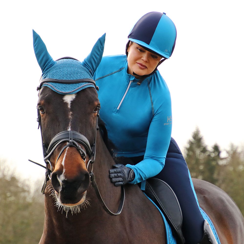 Hy Sport Active Fly Veil – Aegean Green, Cob/Full Crochet Ear Bonnet