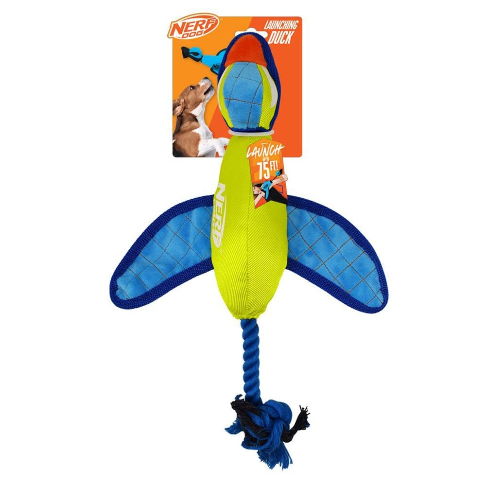 Nerf Dog Nylon Ultraplush Crinkle Wing Launching Duck dog toy, 16.5 inch