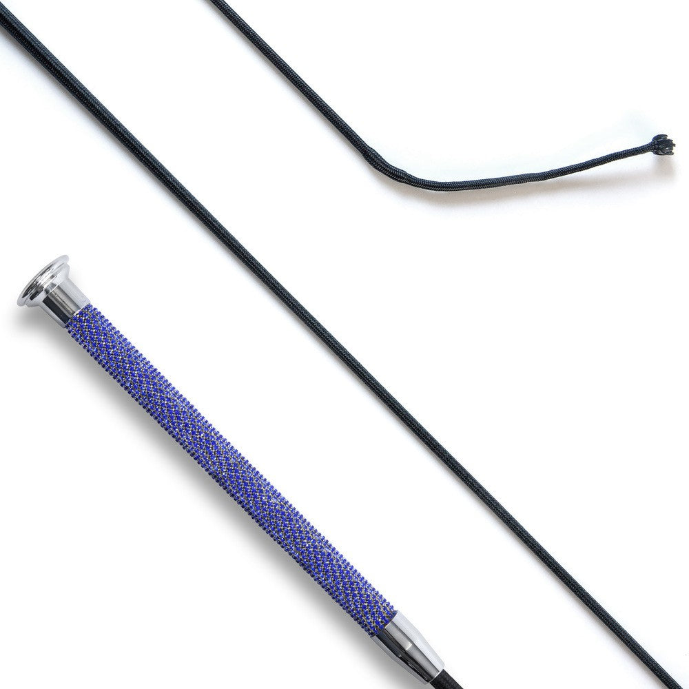 KM Elite Dressage Whip – Blue Crystal, Sparkle Detail Whip for Dressage