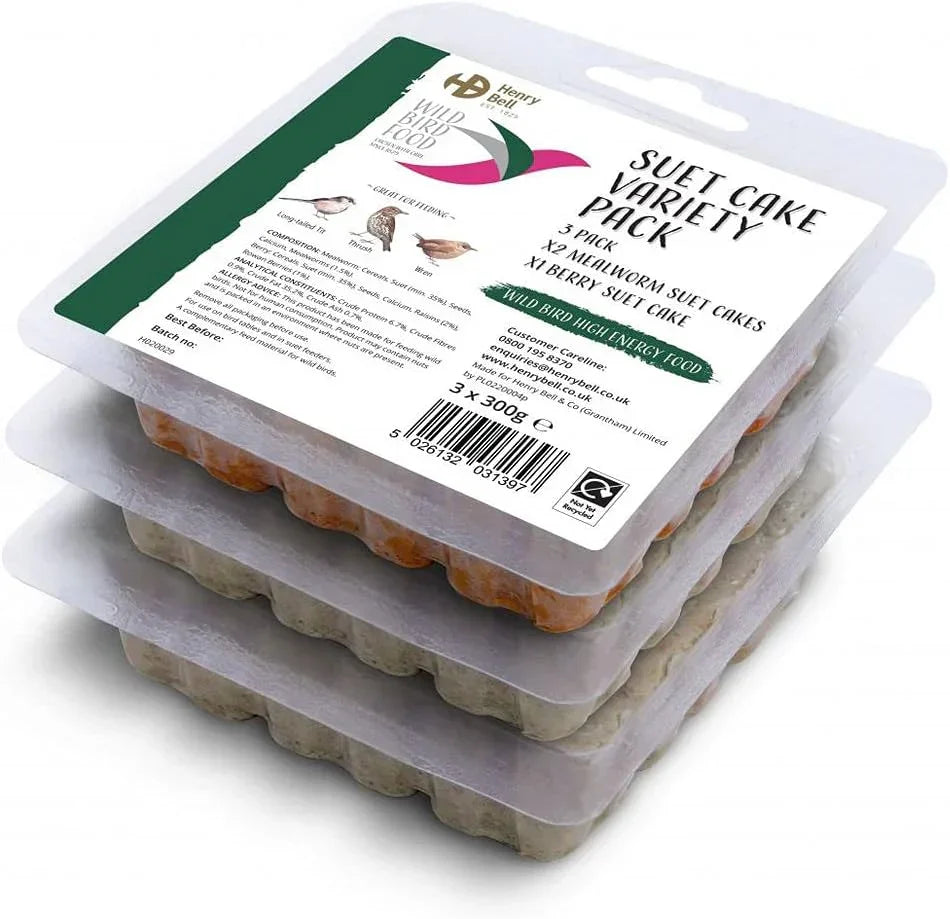 Henry Bell Suet Cake Variety Pack (3 Pack) Wild Bird Food
