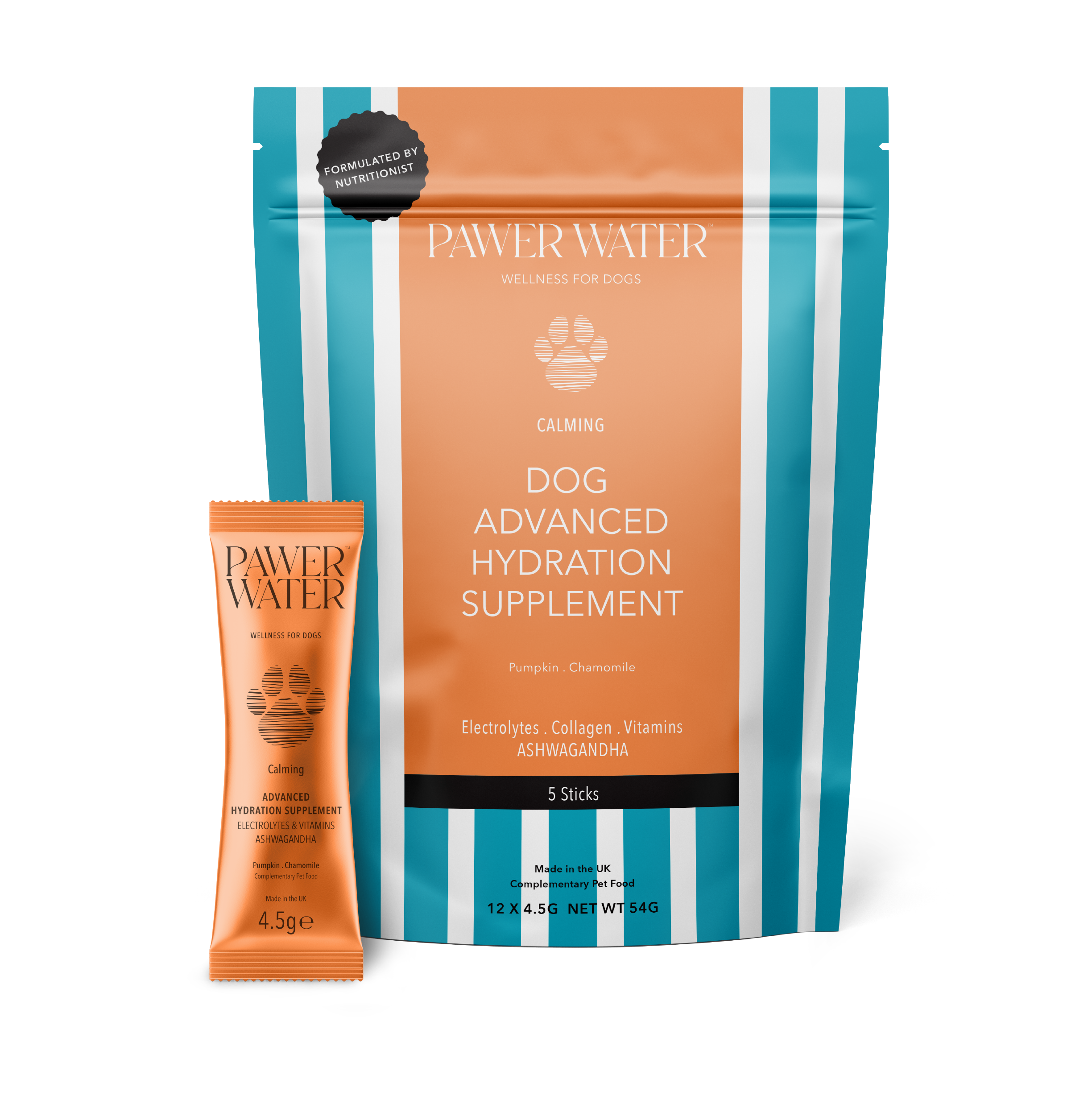 Pawer Water Calming – 5 Sticks, Calming Hydration Supplement for Dogs
