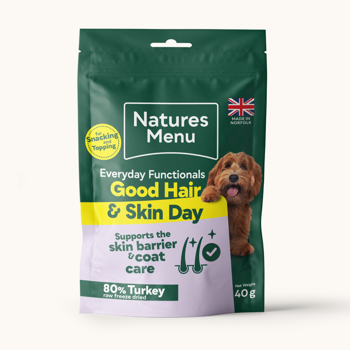 Natures Menu Freeze-Dried Functionals Skin and Coat dog treats 40g pack