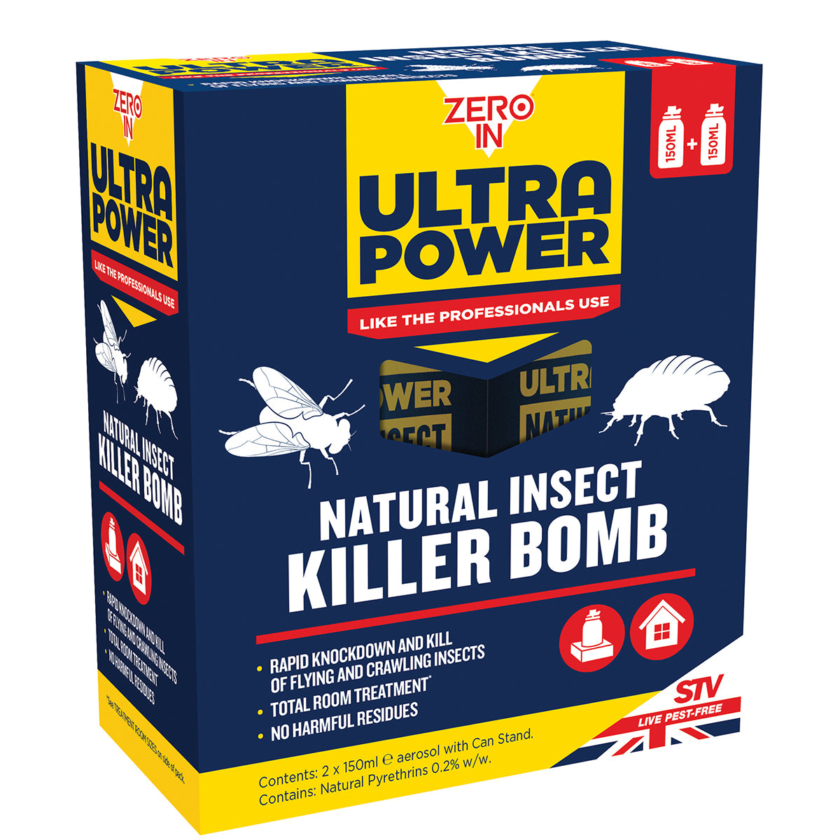 STV Zero In Ultra Power Natural Insect Killer Bomb – 2 x 150ml Fogger