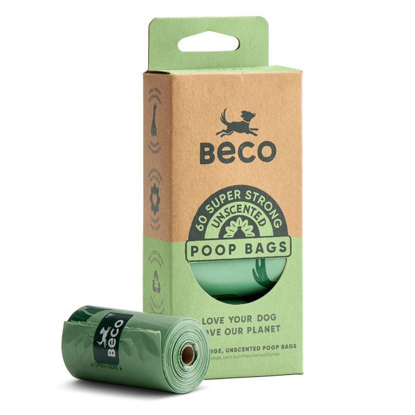BECO POOP BAGS UNSCENTED WITH HANDLES X 60 BAGS