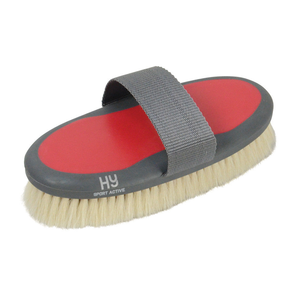 Hy Sport Active Goat Hair Body Brush – Rosette Red, 20 x 9.5cm Soft Brush