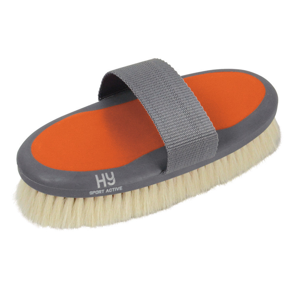 Hy Sport Active Goat Hair Body Brush – Terracotta Orange, 20 x 9.5cm Soft Brush