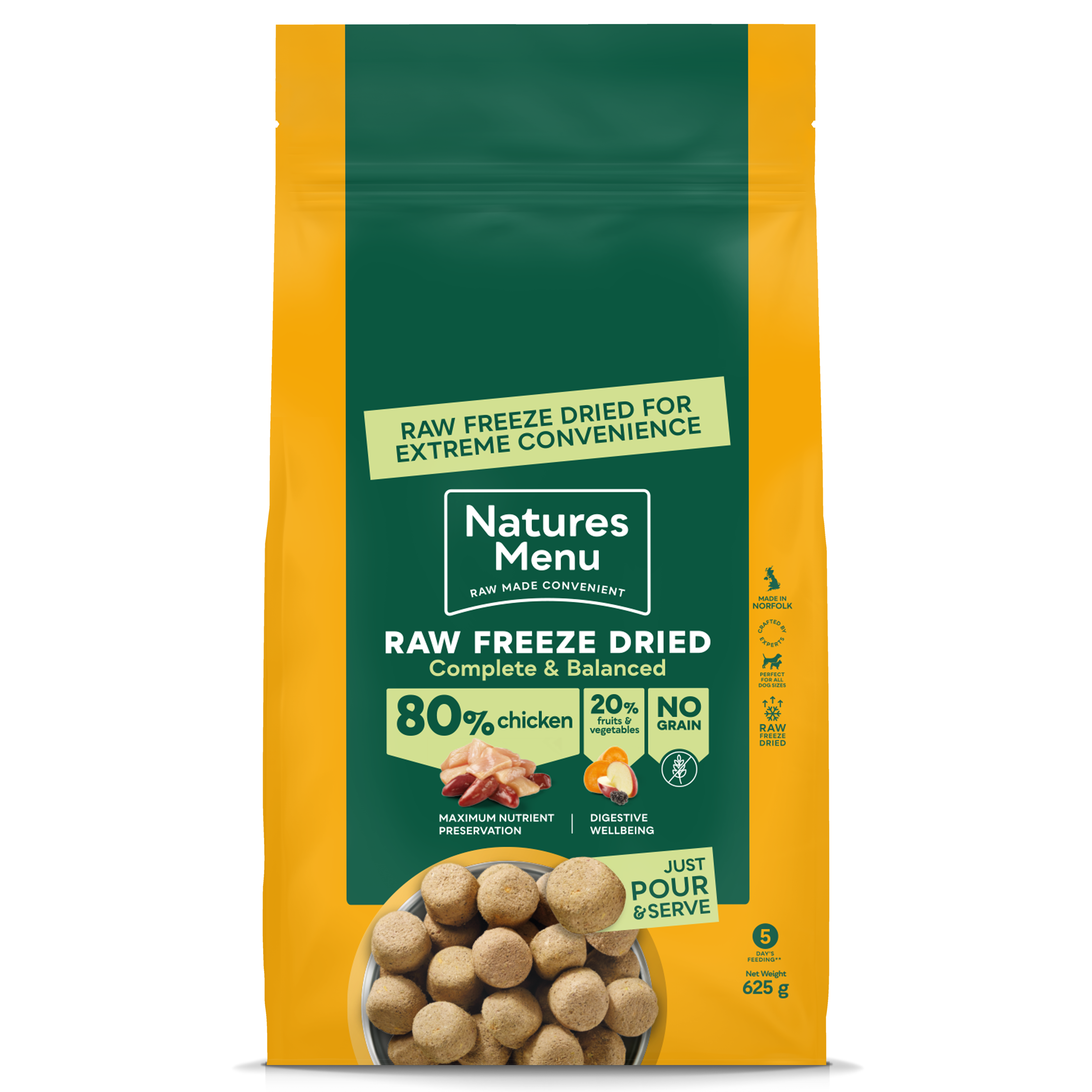 Natures Menu Freeze Dried Complete & Balanced Nuggets - Chicken, 625g