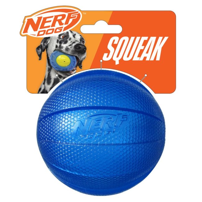 Nerf Dog transparent TPR classic squeak ball, 3.8 inch, blue