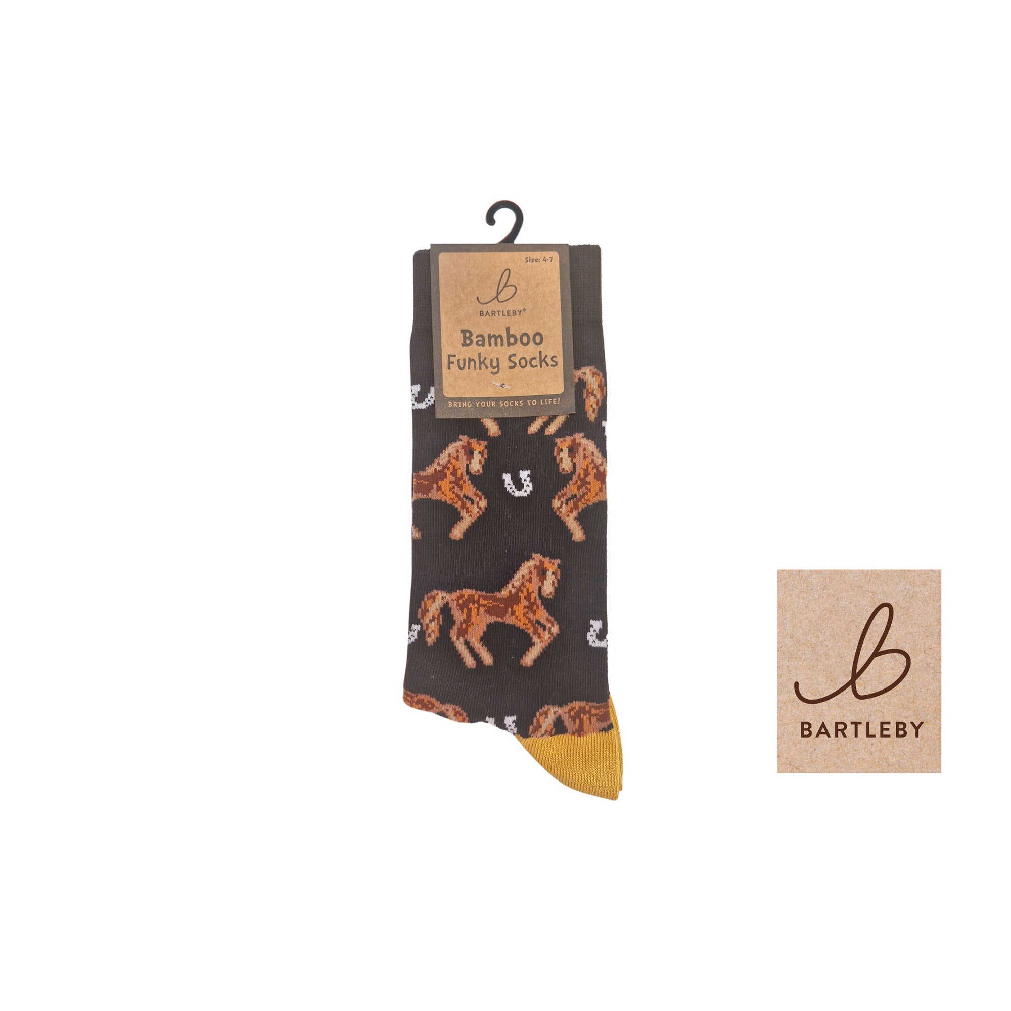 Bartleby Funky Bamboo Socks – Country Horse, Ladies Size 4-7