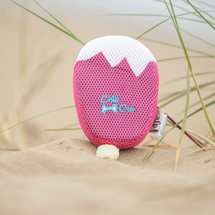 All For Paws Chill Out Strawberry Ice Cream - Cooling Water-Soak Dog Toy