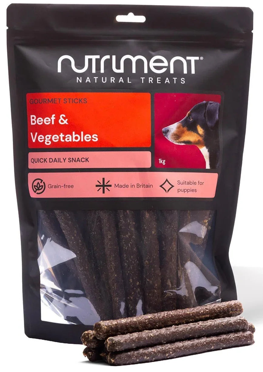 Nutriment Beef & Vegetables Gourmet Sticks – Grain Free Chew Treats for Dogs