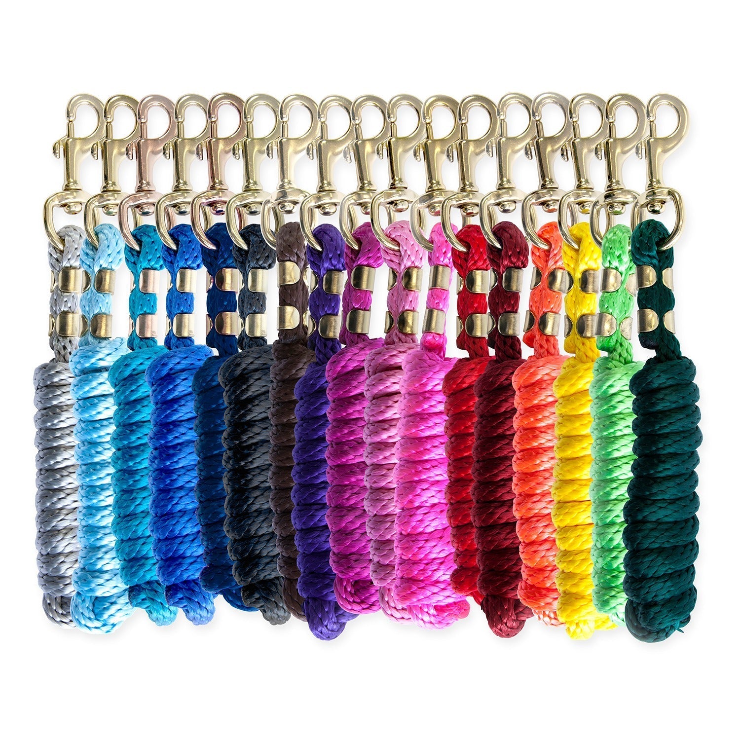 KM Elite Poly Lead Rope – 6ft, Baby Pink Horse Lead Rope with Brass Snap