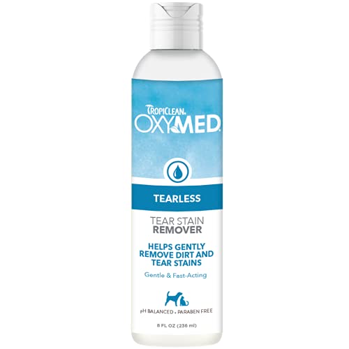 TropiClean OxyMed Tear Stain Remover – 236ml Tearless Facial Cleanser for Pets