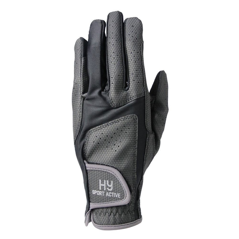 Hy Sport Active Riding Gloves – Black/Pencil Point Grey, X Small, Touchscreen