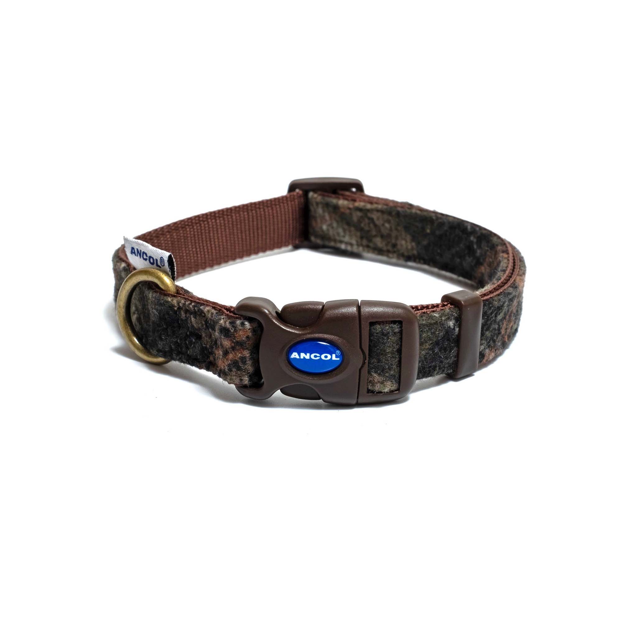 Ancol Heritage green check adjustable dog collar with a snap buckle
