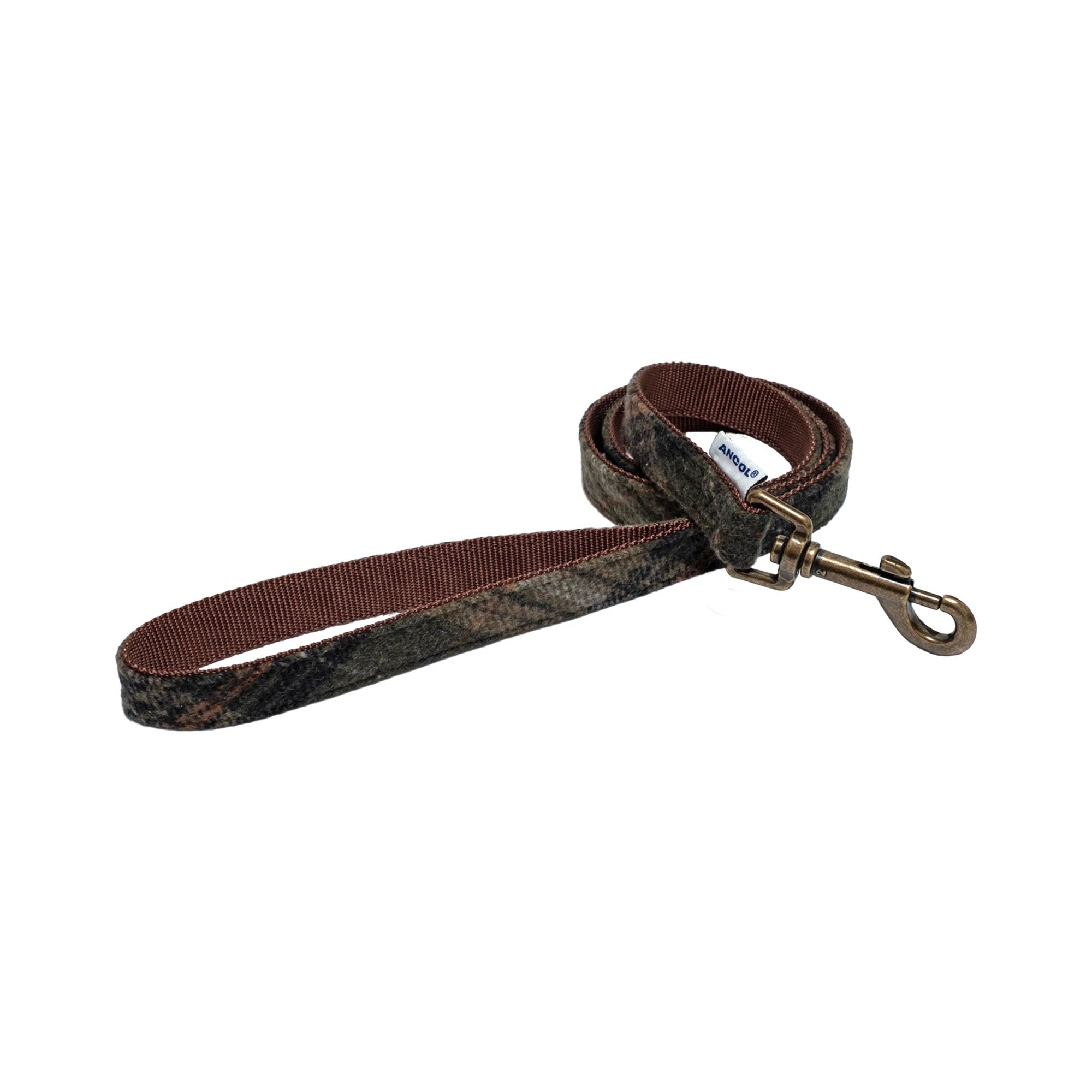 Ancol Heritage green check fabric dog lead with a trigger hook