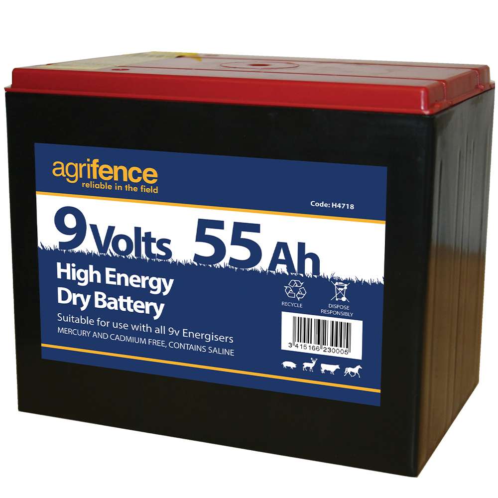 Agrifence 9V Dry Battery 55Ah – Electric Fence Power Supply
