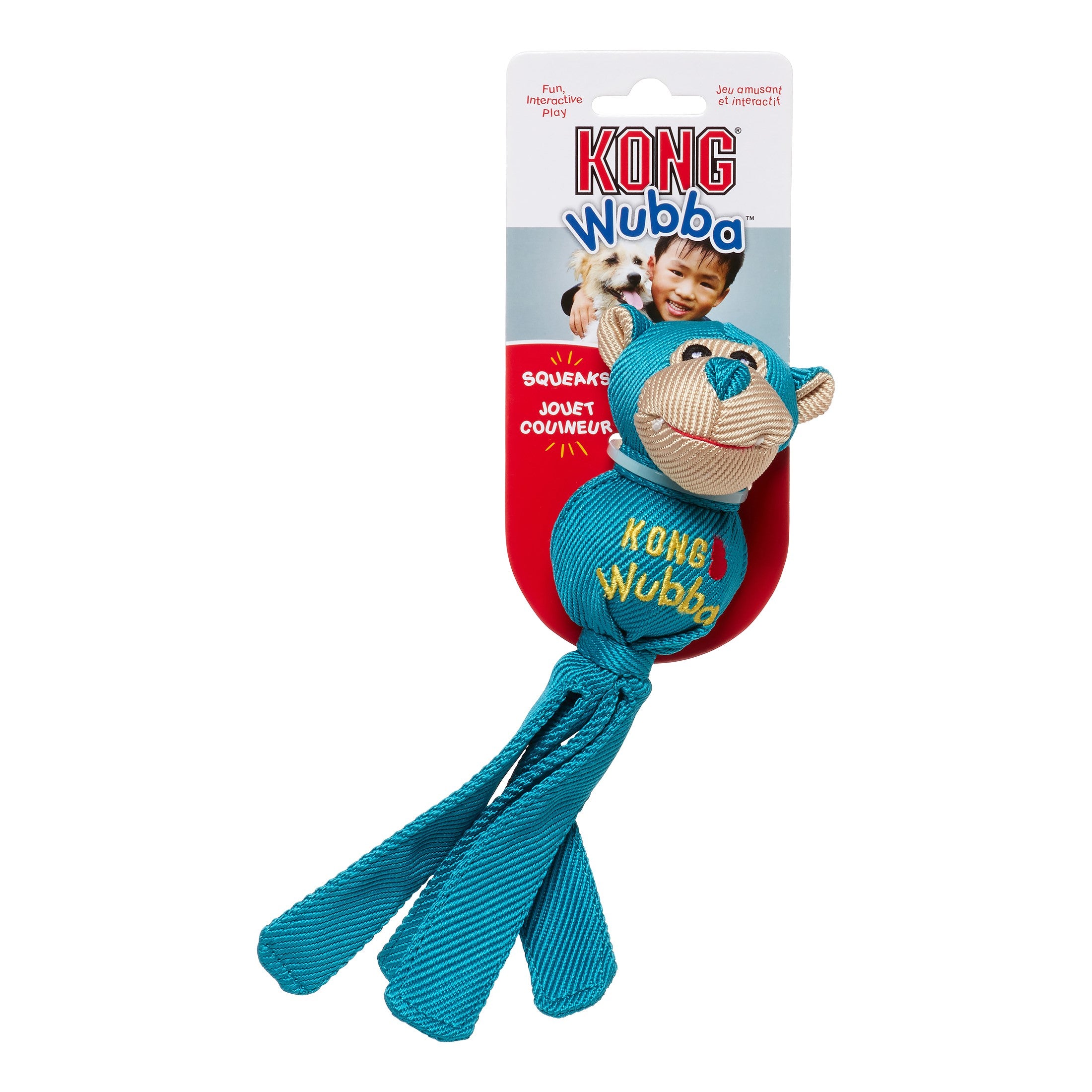 KONG Wubba Ballistic Friends – Small, Squeaky Tug Toy for Dogs