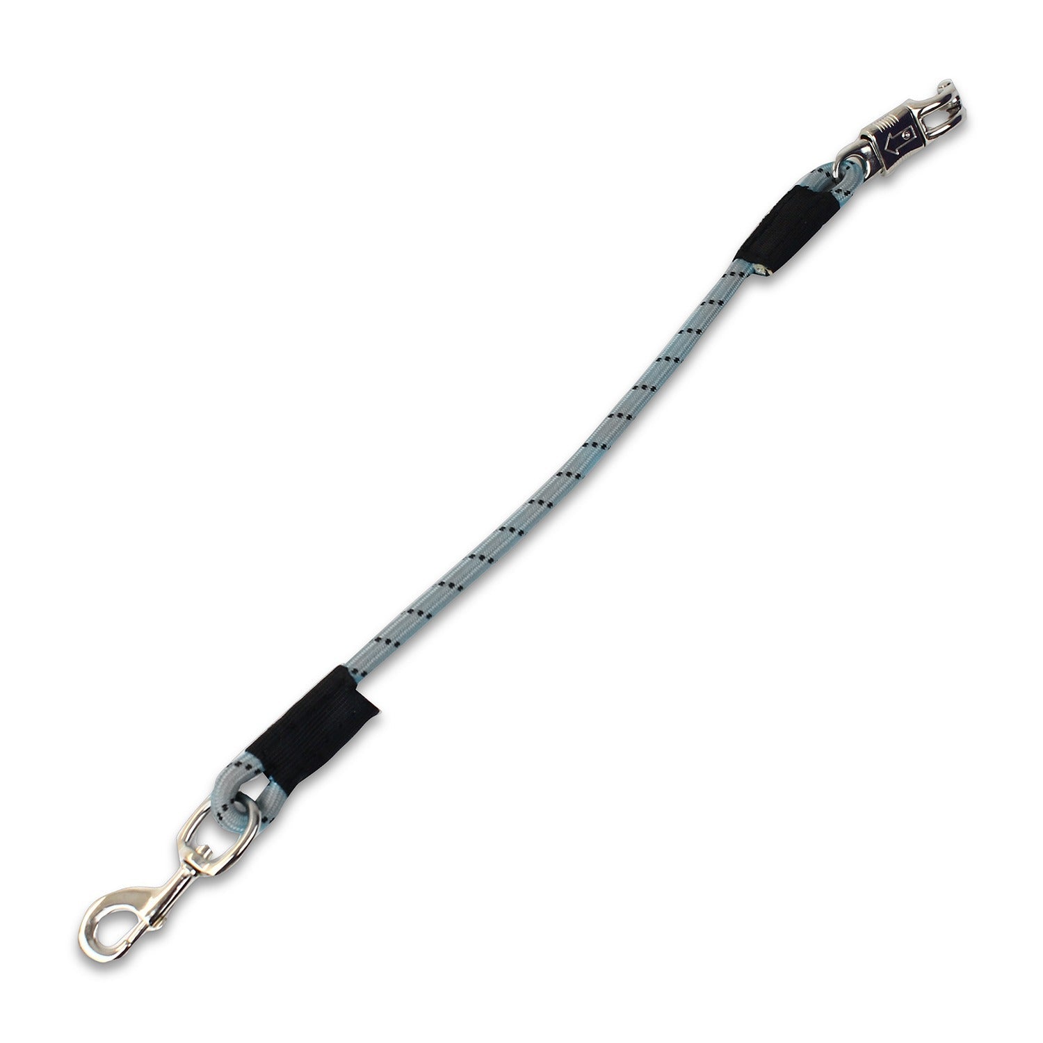KM Elite Bungee Tie in grey, 23in horse trailer tie with panic snap