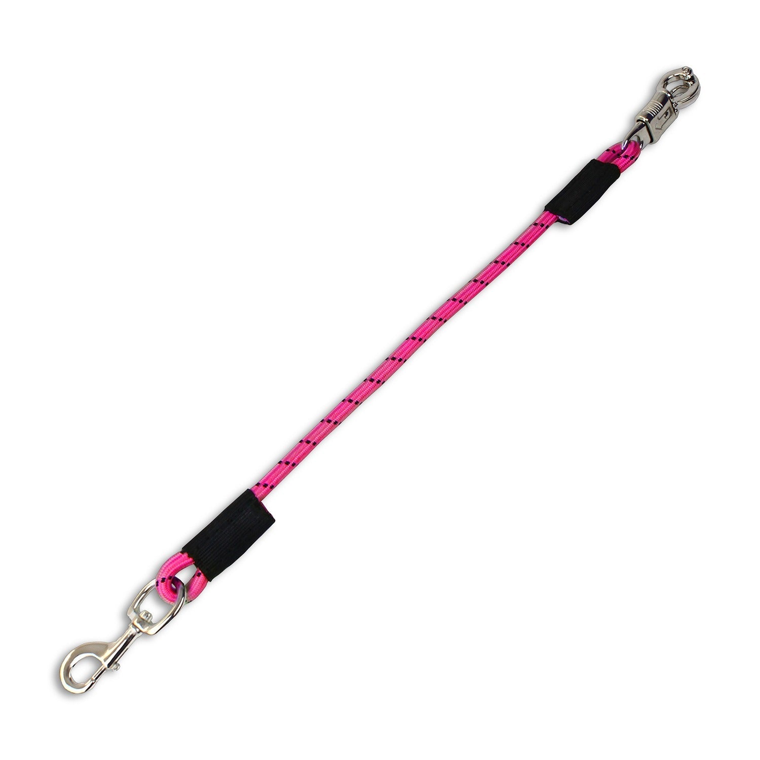 KM Elite Bungee Tie in hot pink, 23in horse trailer tie with panic snap