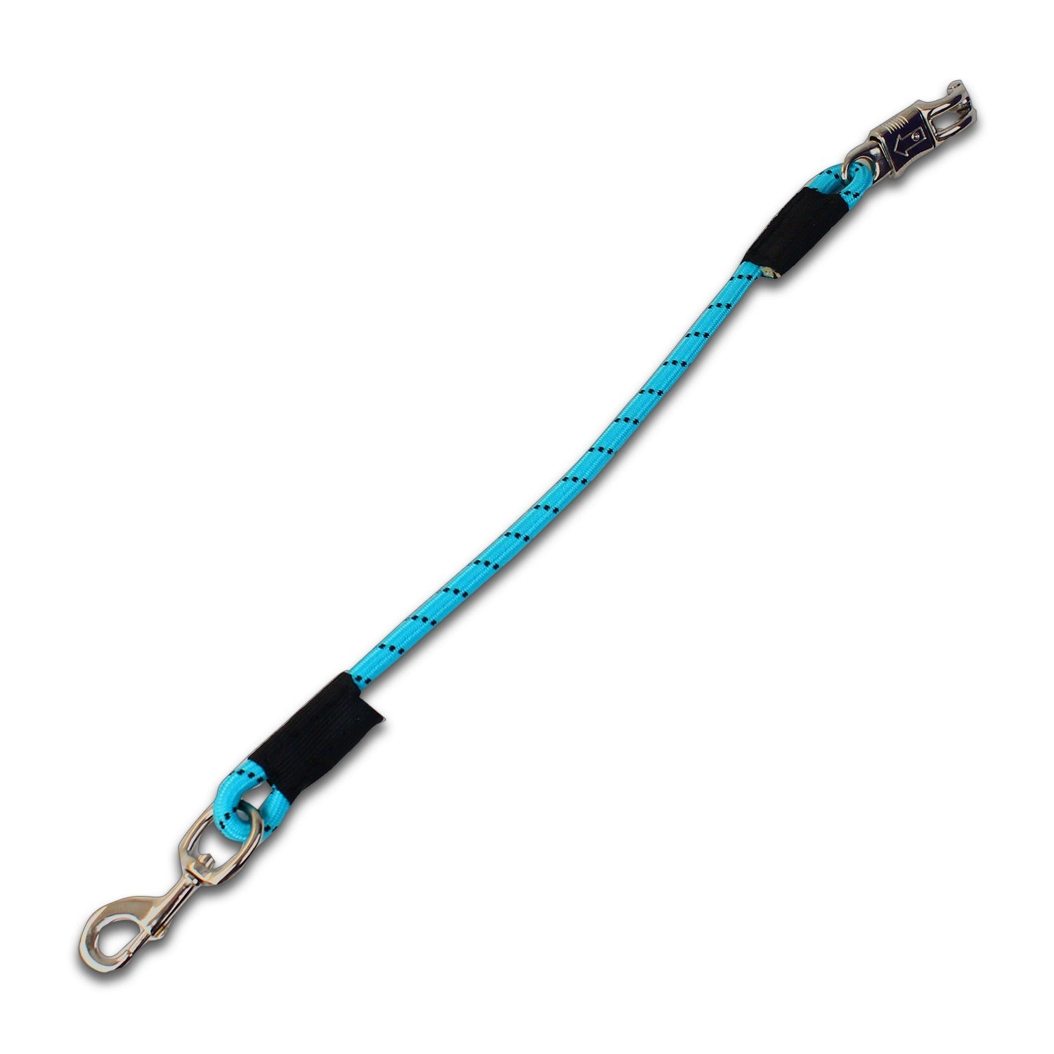 KM Elite Bungee Tie in pastel blue, 23in horse trailer tie with panic snap