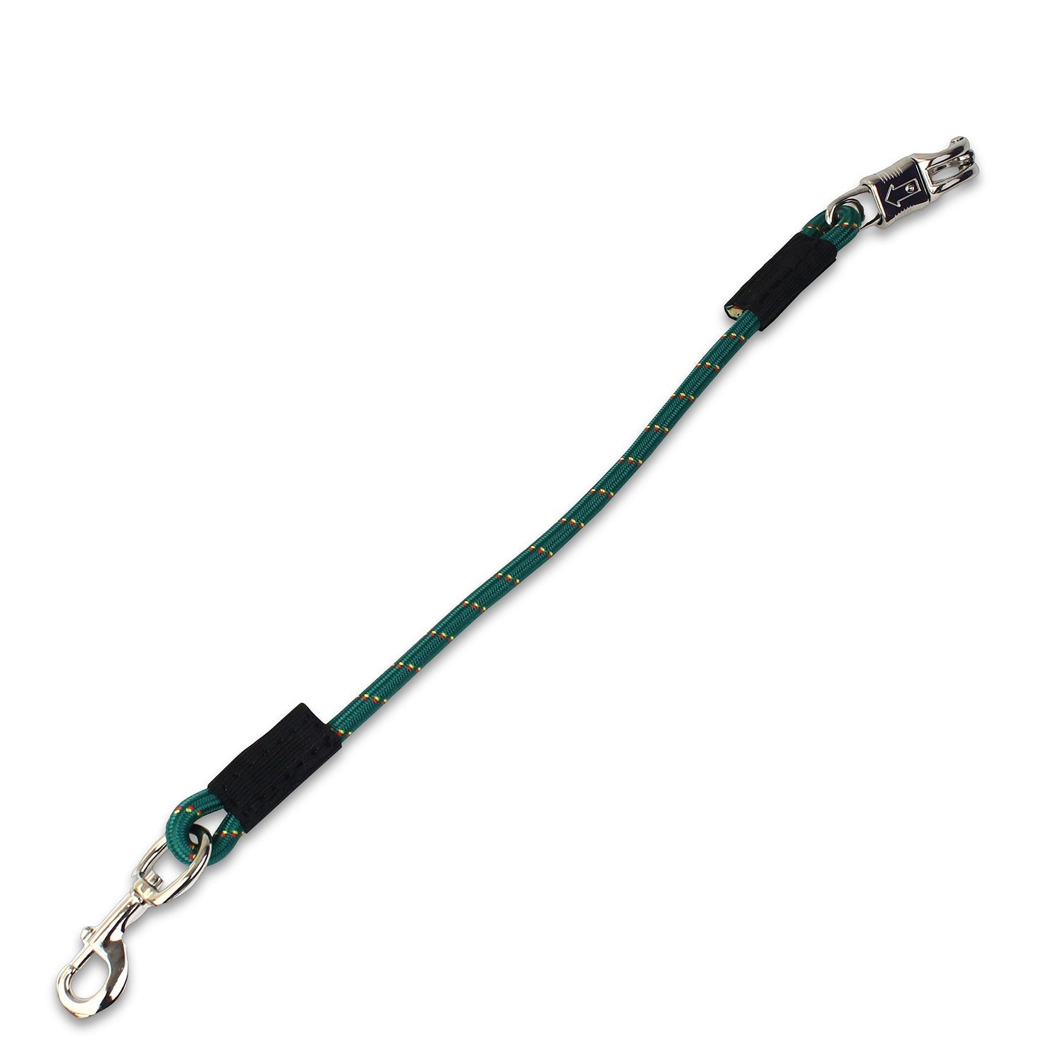 KM Elite Bungee Tie in hunter green, 23in horse trailer tie with panic snap