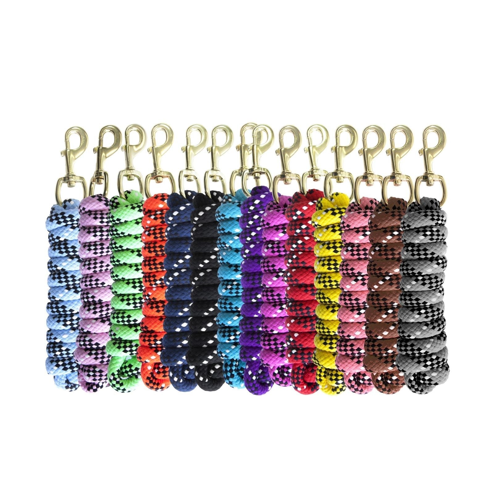 KM Elite Cotton Double Braided Lead Rope – 7ft, Black/White/Brown