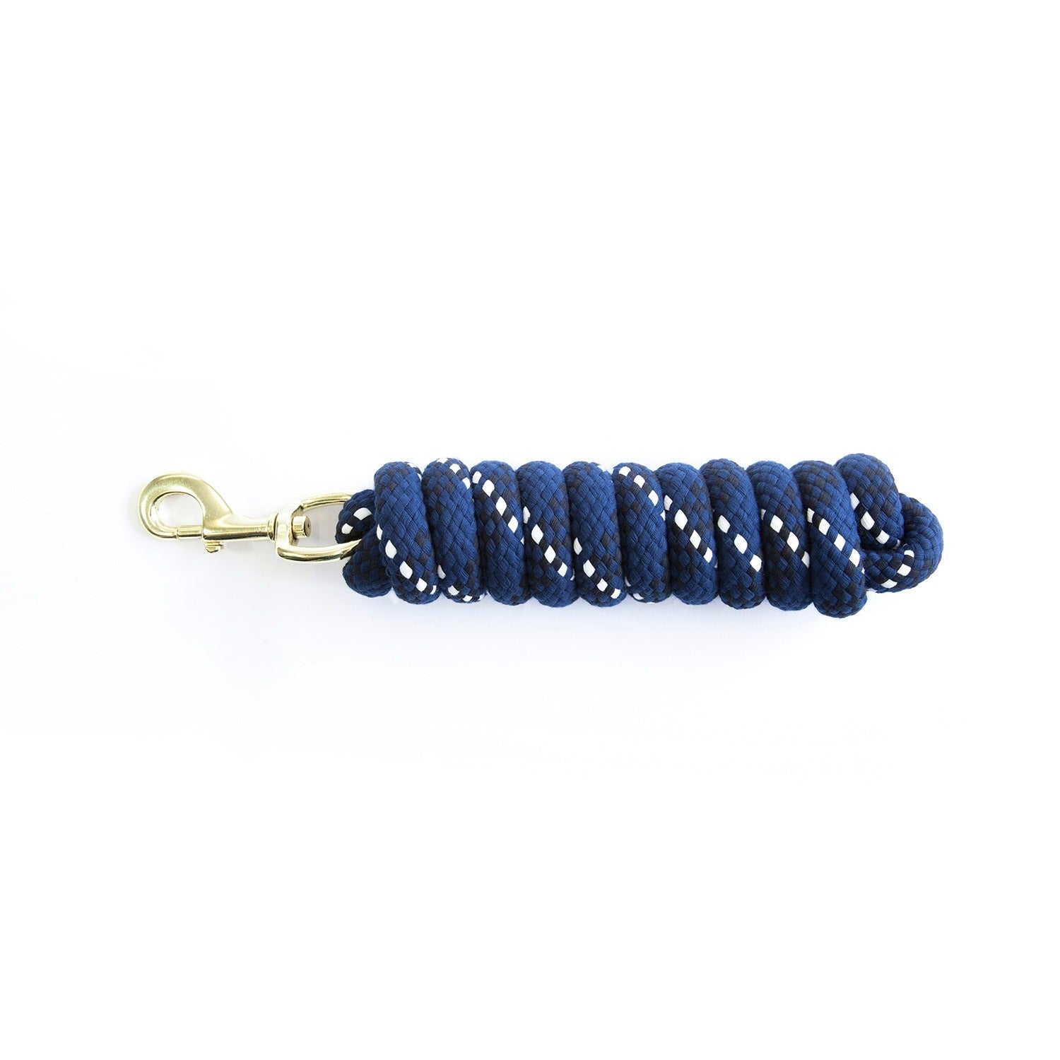 KM Elite Cotton Double Braided Lead Rope 7ft, navy and white