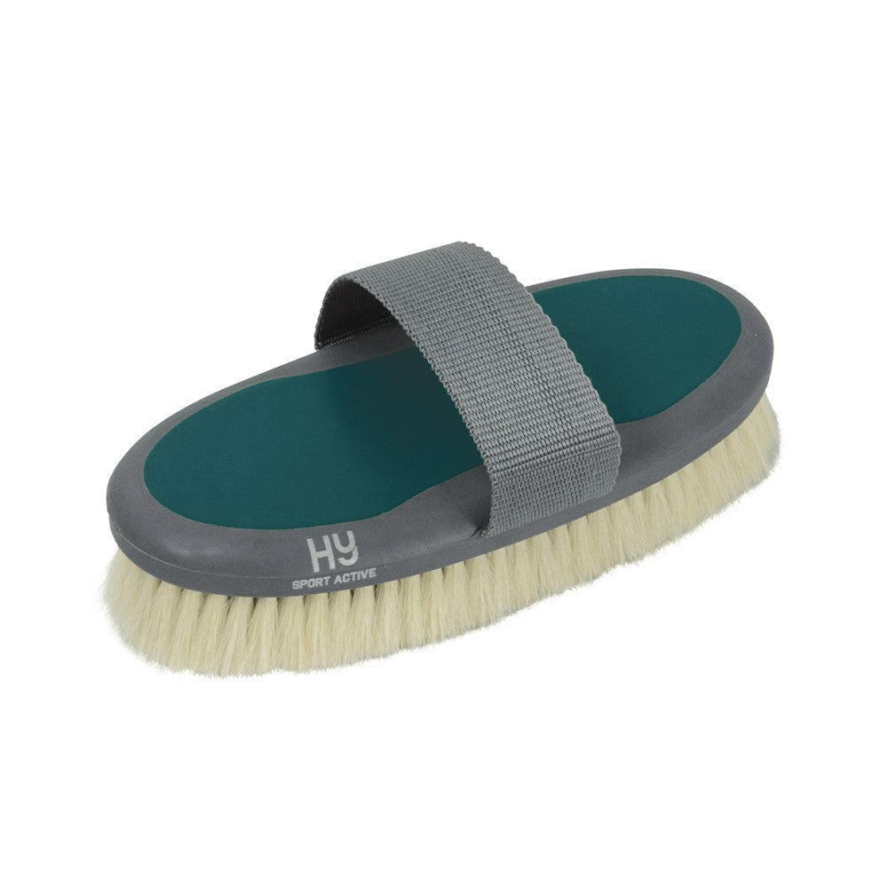 Hy Sport Active Goat Hair Body Brush – Alpine Green, 20 x 9.5cm Soft Brush