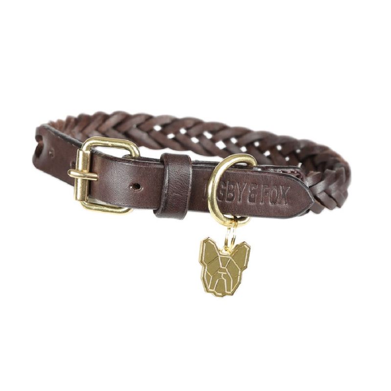Digby & Fox Plaited Dog Collar Brown Small