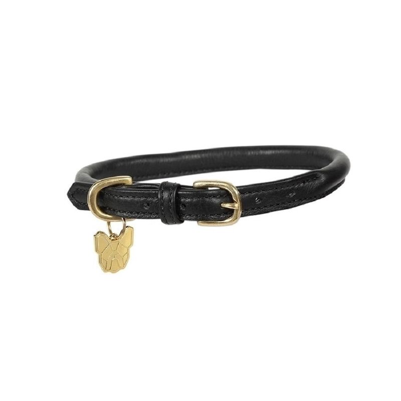 Digby & Fox Rolled Leather Collar Black S