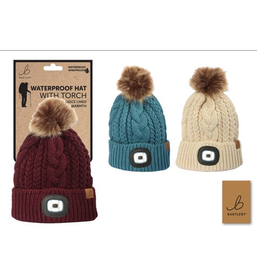 Bartleby Waterproof Bobble Hat With Light Warm LED Beanie Winter Hat Outdoor Use - Animall