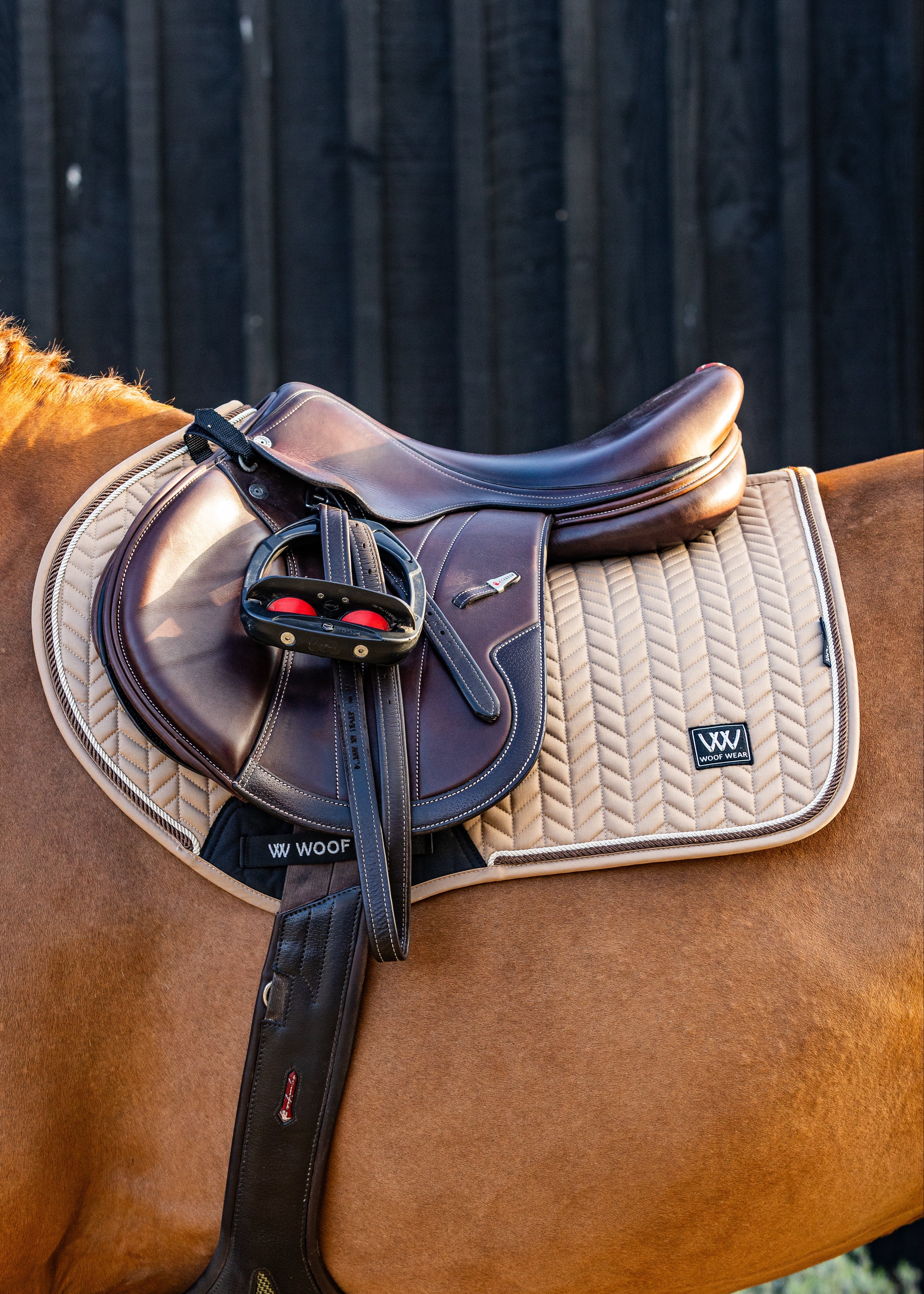 Woof Wear Herringbone Close Contact Saddle Pad in caramel