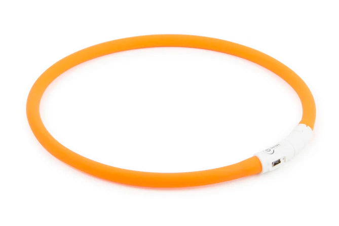 Ancol Rechargeable Flashing Dog Collar Band Orange LED Safety Light
