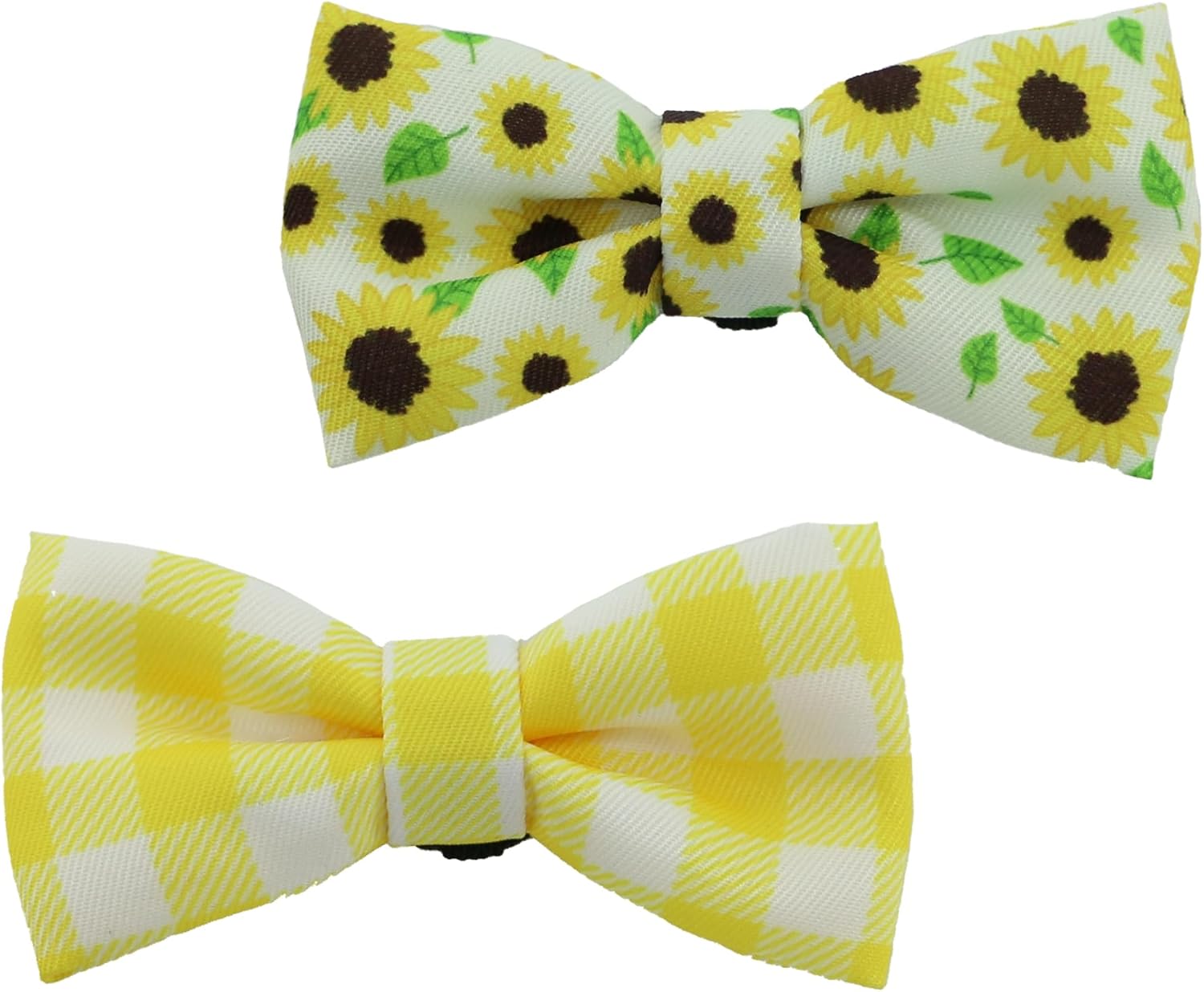 Ancol Sunflower Yellow Check Bow Tie Set – Recycled Fabric Dog Collar Accessory