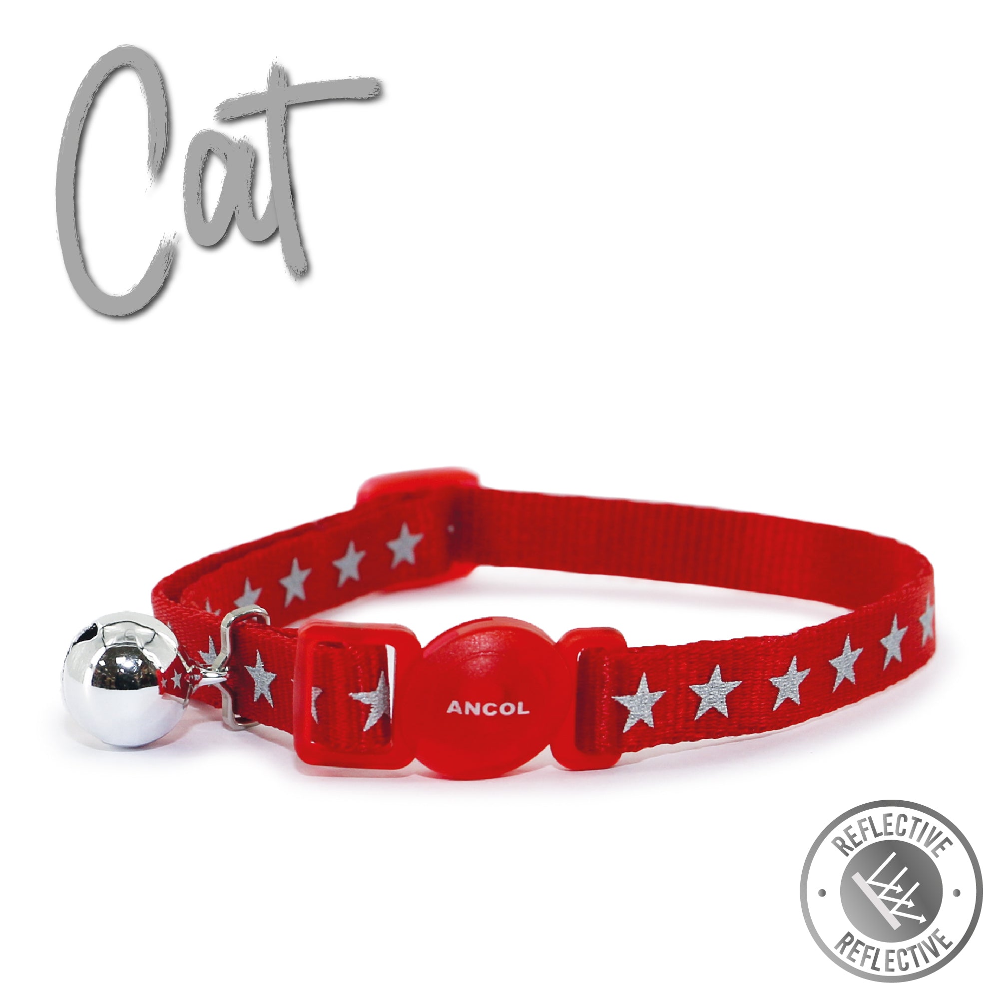 Ancol Reflective Red Star Cat Safety Collar with Bell